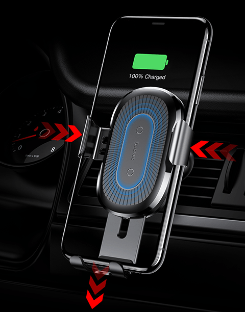 Gravity Car Mount Wireless Charger [ Fast Charging ] By Baseus Black