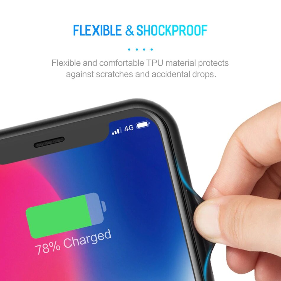 ROCK 6000mAh Power Bank Case for iPhone X | Xs , Ultra Slim External Backup Battery