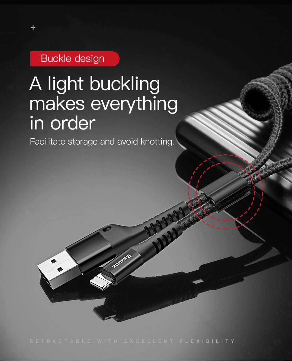 Fish Eye By Baseus Flexible Anti-Cut lightning Cable 1M Black