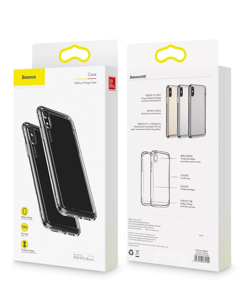 Airbags Series By Baseus Safety Flexible TPU Case For iPhone Xs Max T/Black