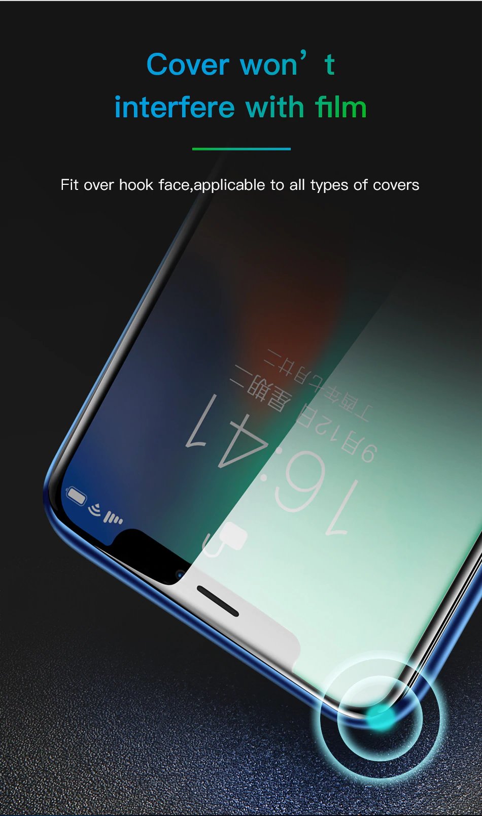 Baseus Arc-surface 0.23mm anti-peeping tempered glass screen protector for iPhone Xs, featuring scratch-resistant and privacy features.