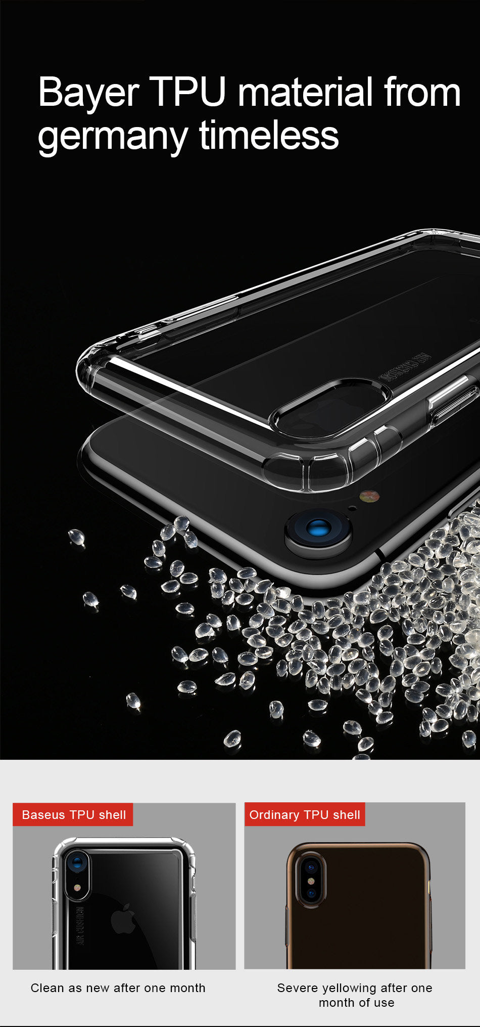 Airbags Series By Baseus Safety Flexible TPU Case For iPhone Xs Max T/Black