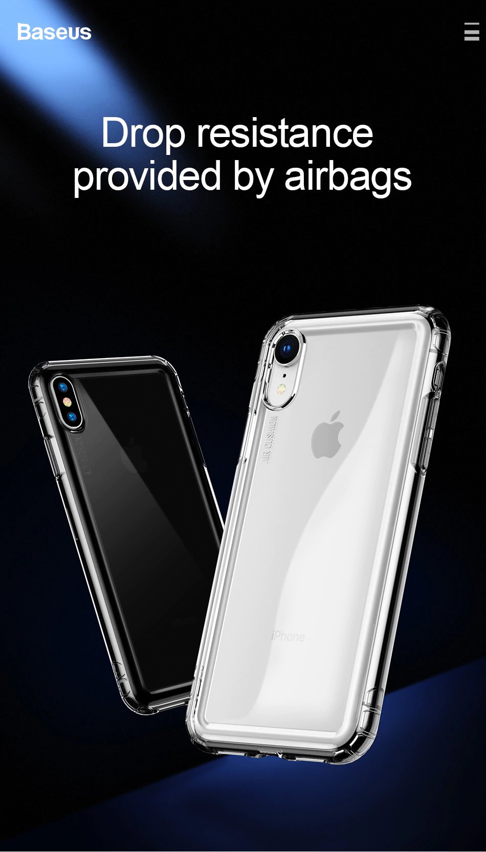 Airbags Series By Baseus Safety Flexible TPU Case For iPhone Xs Max T/Black