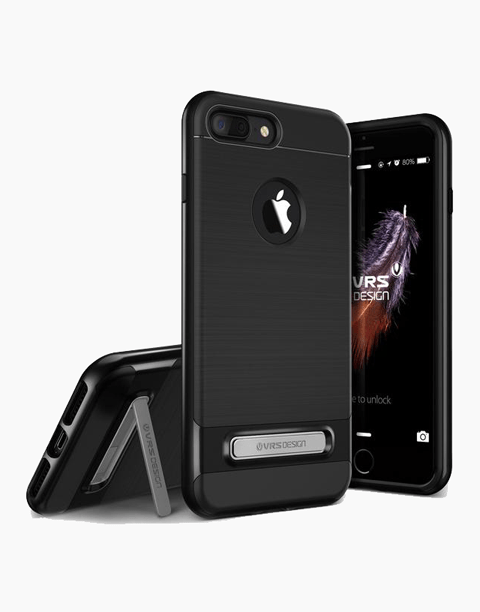 Black VRS Design High Pro Shield Series anti-shock case for iPhone 7 Plus, showcasing durable protection and sleek design.