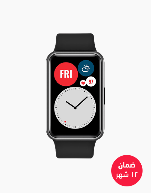 Huawei Watch Fit in black, featuring SpO2 and heart rate monitor with a sleek design and vibrant display.