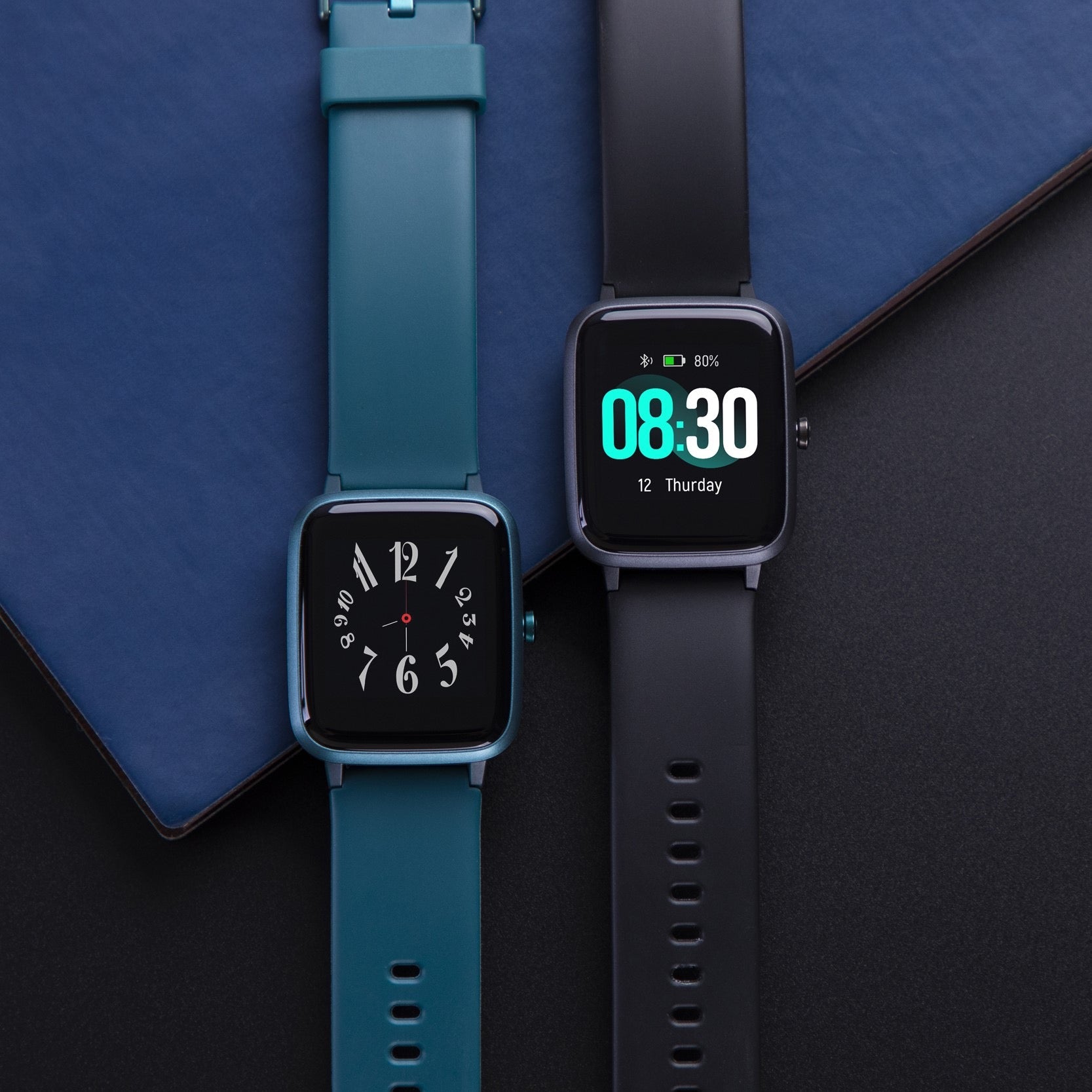UMIDIGI Uwatch 3 full touch waterproof smartwatch with 50m depth and 9 sport modes, black display showing fitness tracking features.