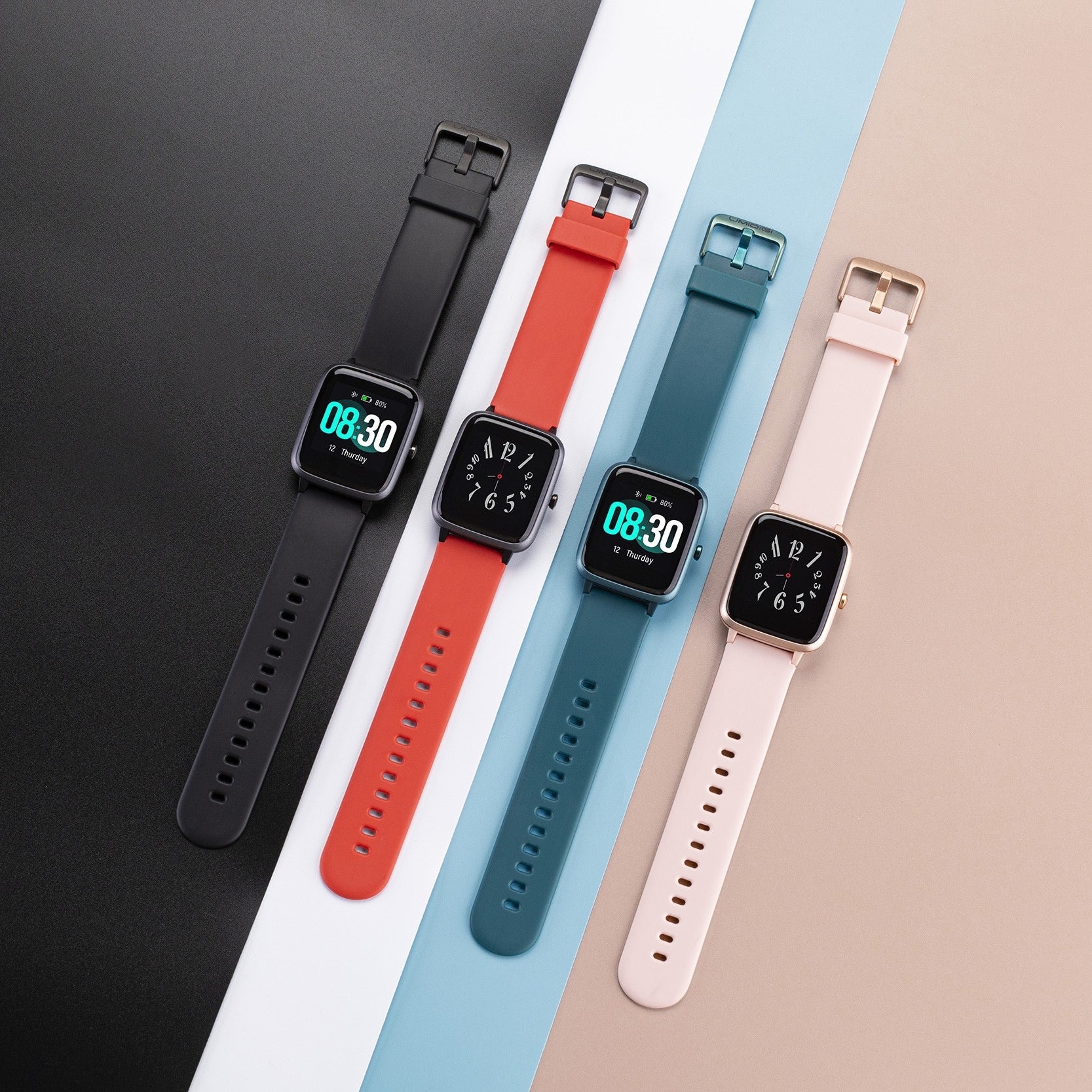 UMIDIGI Uwatch 3 full touch smartwatch in black with waterproof 50m rating and 9 sport modes, displayed on a wrist.