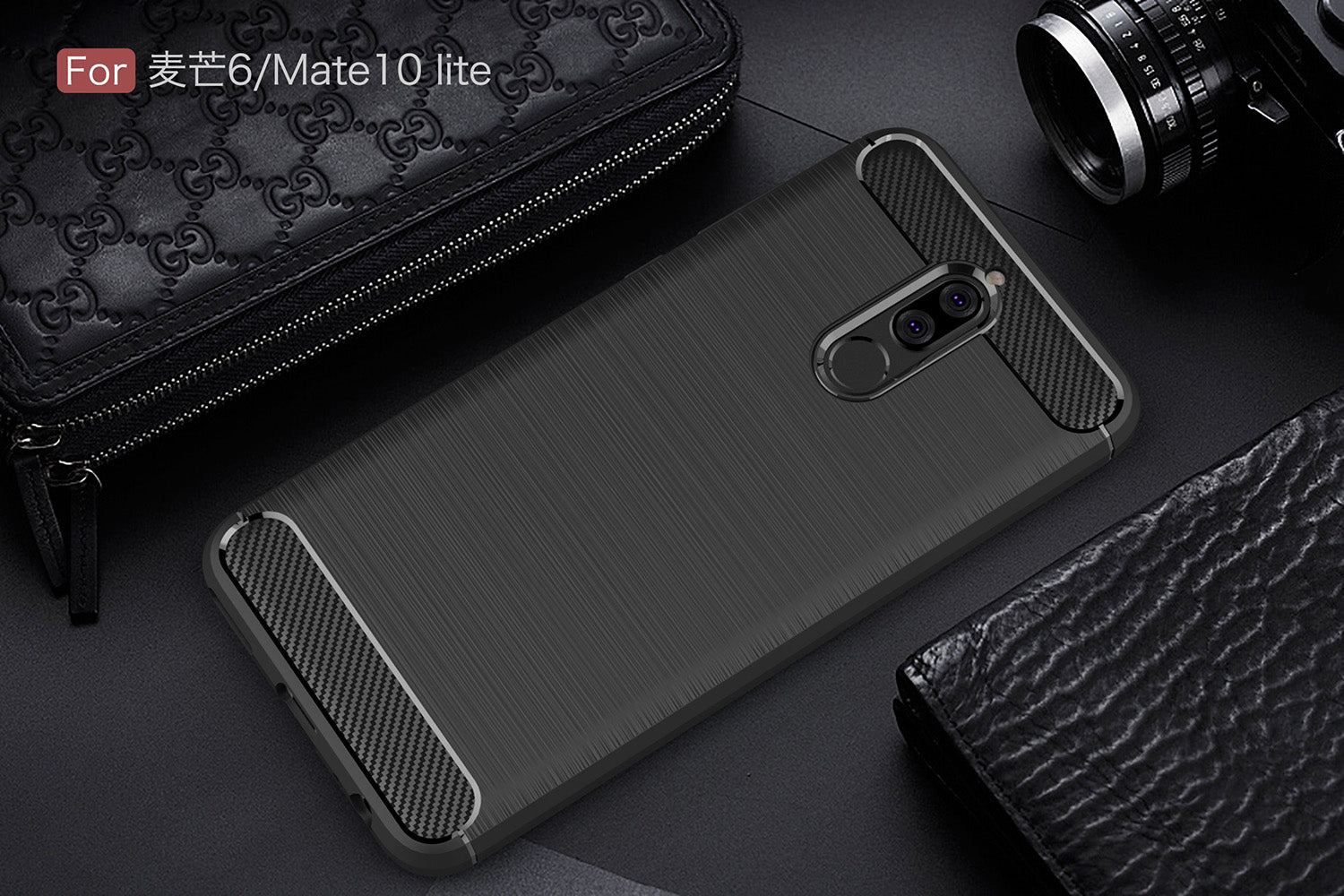 Armor By iPaky Flexible Slim Case Anti-fingerprint &amp; Anti-shocks For Mate 10 Lite - Black