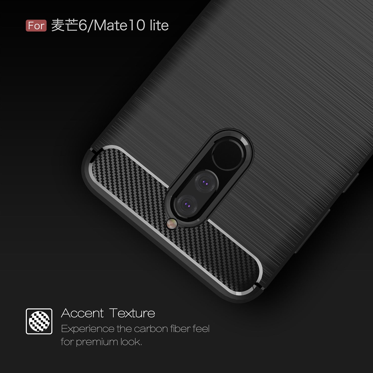 Armor By iPaky Flexible Slim Case Anti-fingerprint &amp; Anti-shocks For Mate 10 Lite - Black
