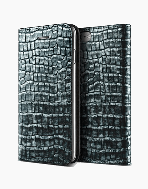 GENUINE CROCO DIARY SERIES Leather Case By VRS Design For iPhone 7 | 8 - Blue