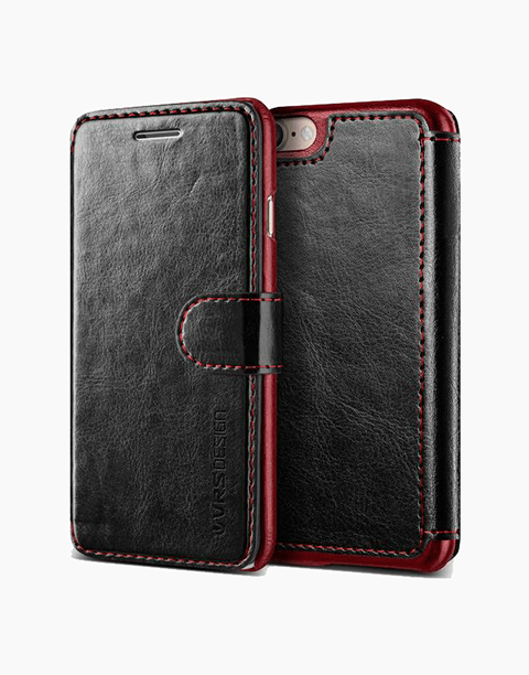 Black layered Dandy Series leather case for iPhone 7 and 8 by VRS Design, featuring a sleek, protective leather exterior.