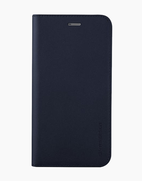 Navy genuine leather diary case for iPhone 7 and 8 by VRS Design, featuring a sleek, protective leather cover with precise cutouts.