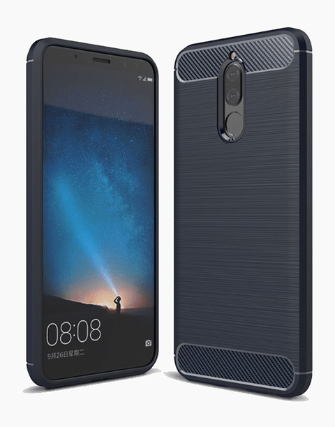 Blue Armor by iPaky slim flexible case for Mate 10 Lite, with anti-fingerprint and anti-shock features, shown on the phone.