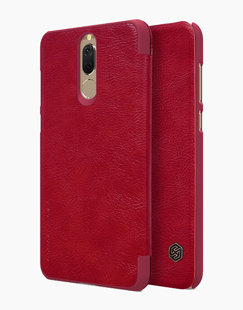 Nillkin Qin Series Slim Flip Leather Wallet Cover Built-in Credit Card Slots For huawei mate 10 lite - Red