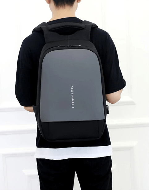 MEINAILI 1801 Laptop Backpack -15.6 Inch – USB Charging Port Black/Gray