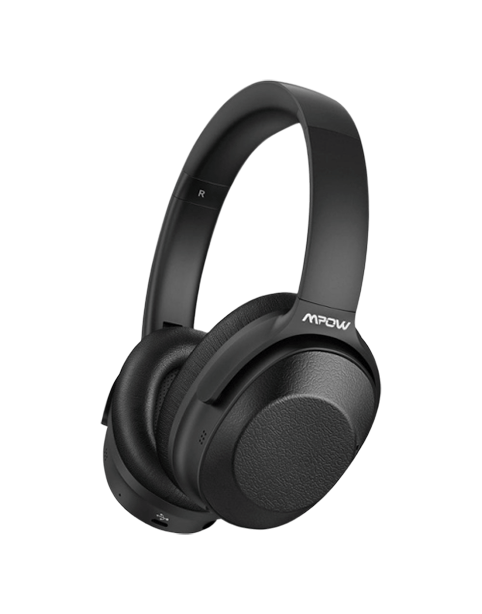Mpow H12 Hybrid Active Noise Cancelling Headphones Long Battery 30H Black Leather