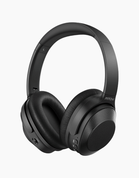 Mpow H12 Hybrid Active Noise Cancelling Headphones Long Battery 30H Black Leather