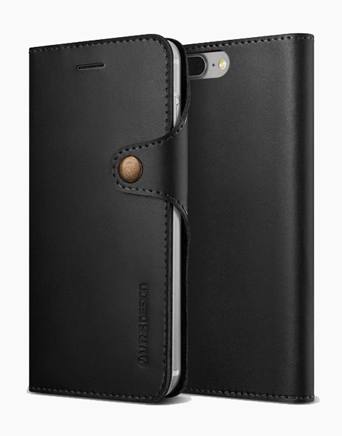 Native Diary Series Premium Natural Whole Leather Wallet with 3 Card Slots From VRS Design For iPhone 7 Plus Black