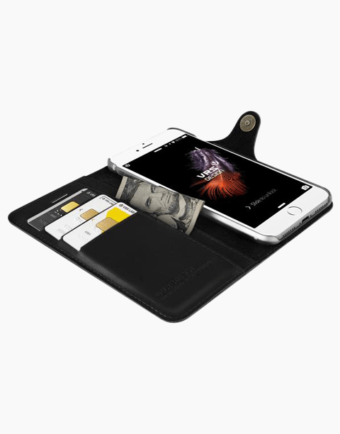 Native Diary Series Premium Natural Whole Leather Wallet with 3 Card Slots From VRS Design For iPhone 7 Plus Black