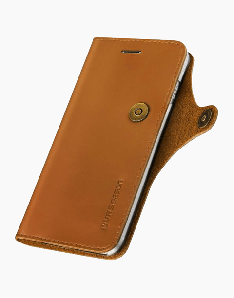 Brown leather wallet with three card slots from Native Diary Series by VRS Design, compatible with iPhone 7 Plus.