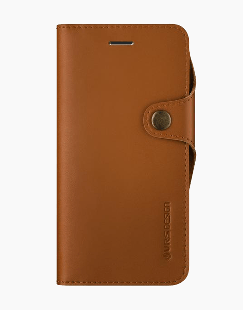 Brown Native Diary Series premium leather wallet with 3 card slots for iPhone 7 Plus by Smartkoshk, shown with open flap and card slots.