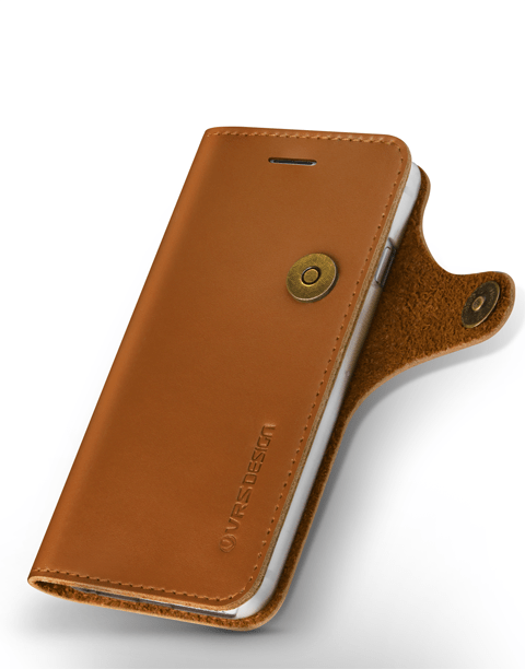 Smartkoshk Native Diary Series brown leather wallet with three card slots for iPhone 7, featuring a sleek, premium design.