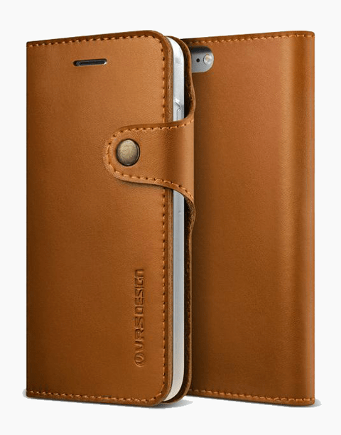 Smartkoshk Native Diary Series premium brown leather wallet with 3 card slots for iPhone 7, showcasing its sleek, natural design.