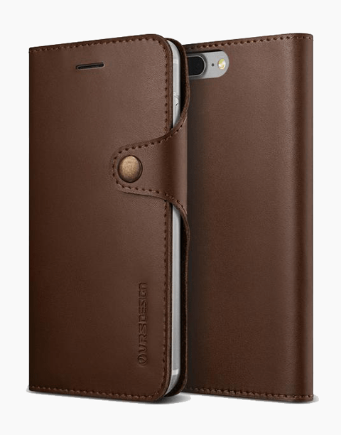 Native Diary Series Premium Natural Whole Leather Wallet with 3 Card Slots From VRS Design For iPhone 7 Plus Dark Brown