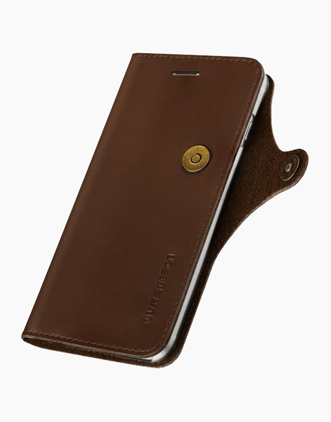 Native Diary Series Premium Natural Whole Leather Wallet with 3 Card Slots From VRS Design For iPhone 7 Plus Dark Brown