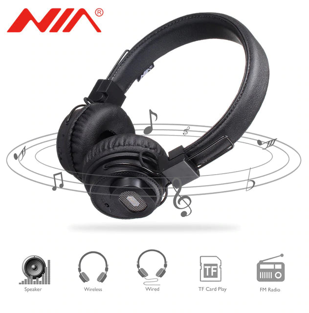 X5SP By NIA Wireless Headphone, Speaker, FM Radio, Aux, Memory Card Black