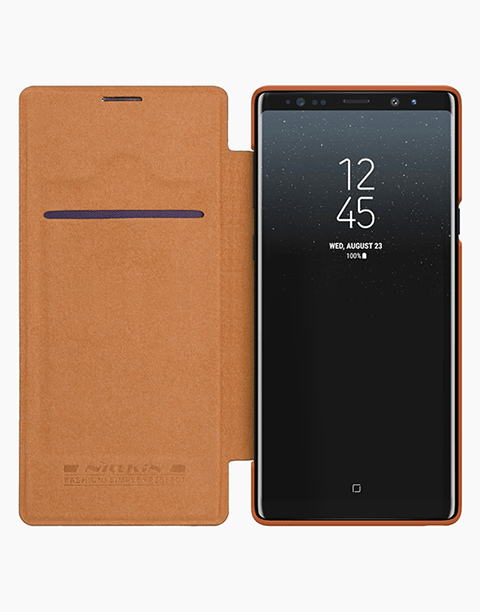 Qin Leather By Nillkin With Built-in Credit Card Slots For Note 9 – Brown
