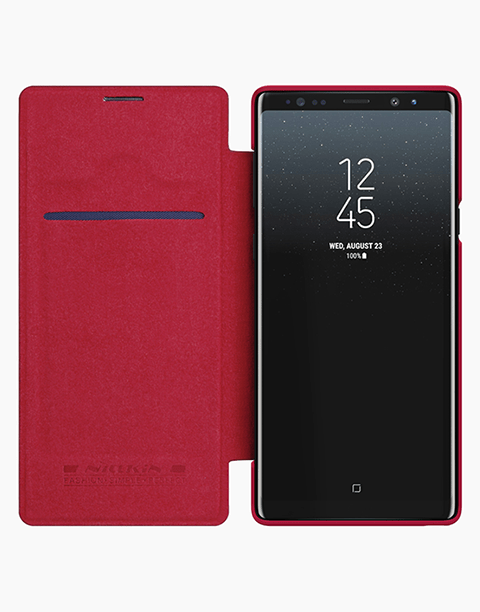 Qin Leather By Nillkin With Built-in Credit Card Slots For Note 9 – Red