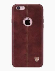 Brown Englon leather case for iPhone 6 Plus by Smartkoshk, featuring smooth texture and precise cutouts for buttons and ports.
