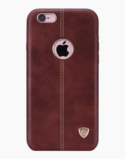Brown Englon leather case for iPhone 6 Plus by Smartkoshk, featuring smooth texture and precise cutouts for buttons and ports.