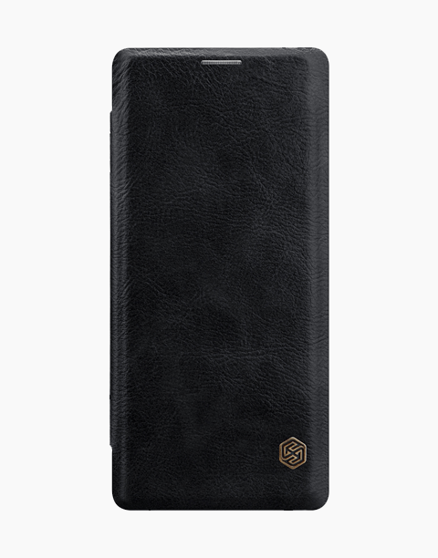 Nillkin Qin Series Slim Flip Leather Wallet Cover Built-in Credit Card Slots For Note 8 - Black