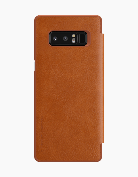 Nillkin Qin Series Slim Flip Leather Wallet Cover Built-in Credit Card Slots For Note 8 - Brown