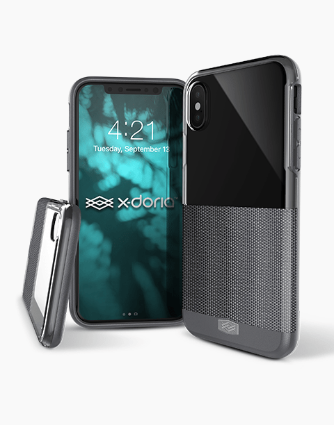 Smartkoshk Dash Nylon by X-Doria anti-shock case for iPhone X with half-transparent nylon design, showing the rugged protective exterior.