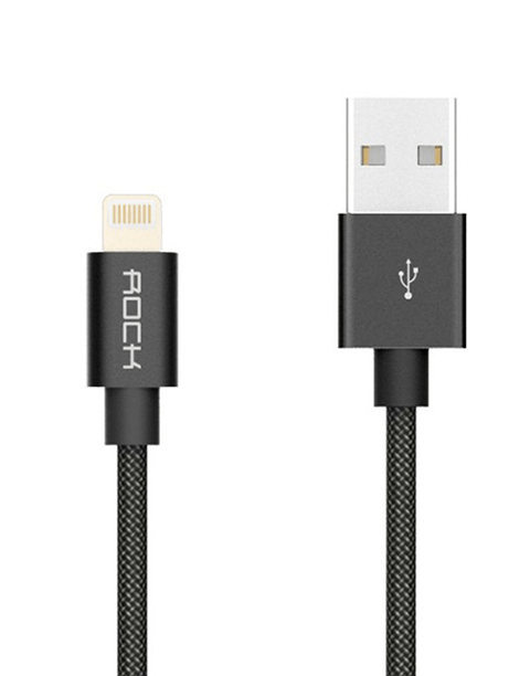 Nylon Braid MFI Certified Lightning Cable Fibre Fast Charging For iPhone / iPad - Black