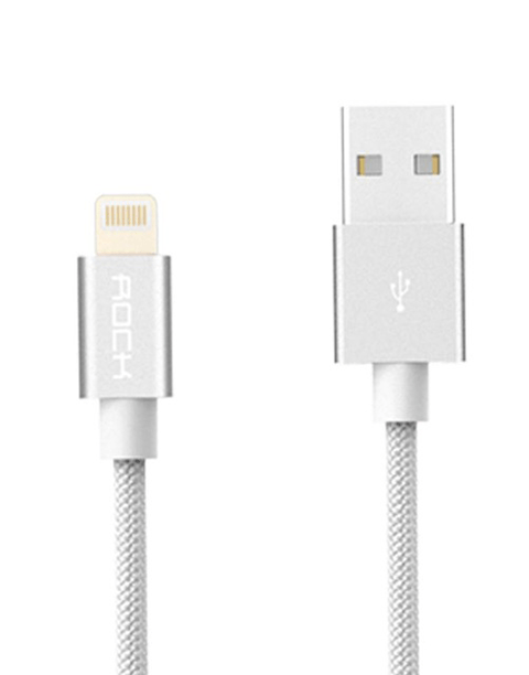 Nylon Braid MFI Certified Lightning Cable Fibre Fast Charging For iPhone / iPad - White
