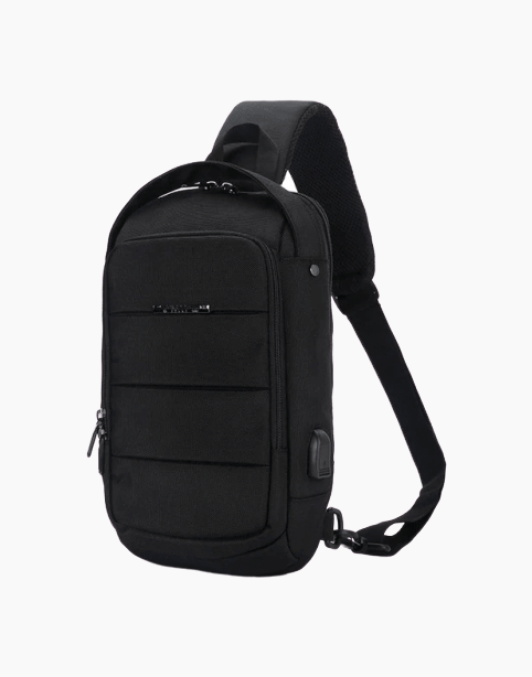 Ozuko Slingbag Crossbody Bag, Waterproof With USB - Black