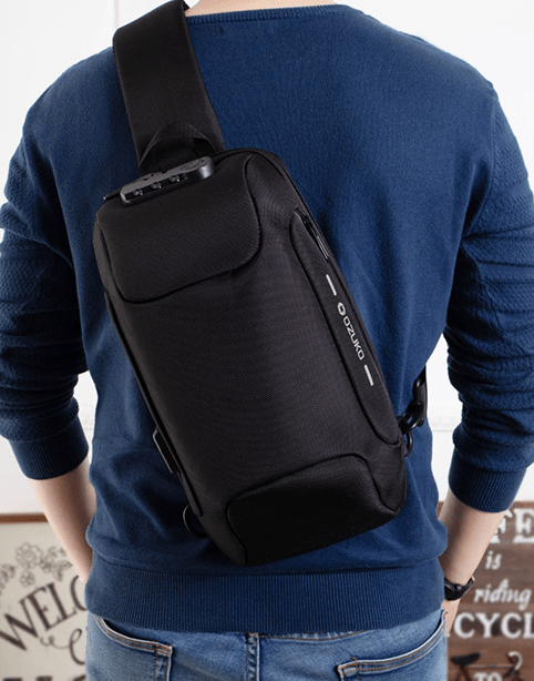 Ozuko Crossbody Bag, Anti-theft With USB - Black
