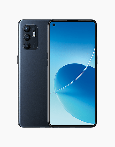OPPO Reno 6 4G Dual SIM smartphone showcasing 128GB storage and 8GB RAM in sleek design and color.