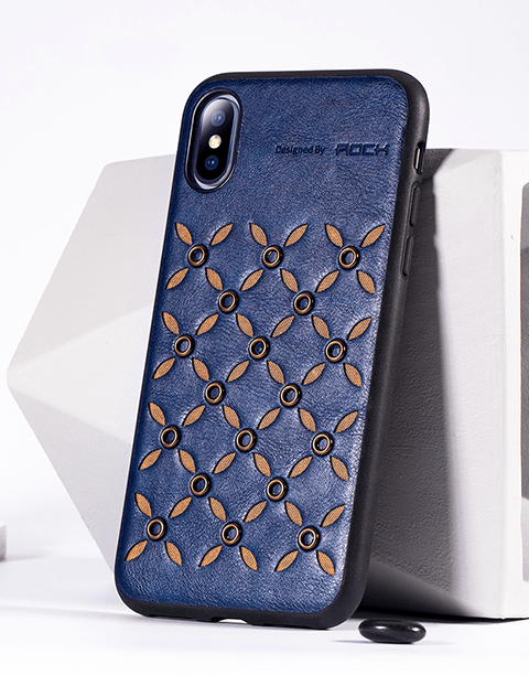 Origin Series By Rock Slim Leather Case for iPhone Xs Max Navy