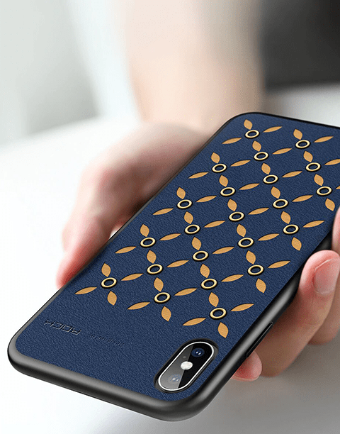 Origin Series By Rock Slim Leather Case for iPhone Xs Max Navy