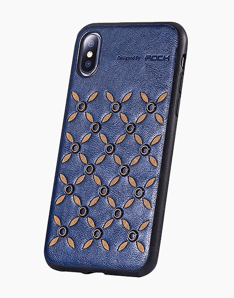 Origin Series By Rock Slim Leather Case for iPhone Xs Max Navy