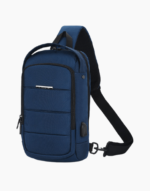 Ozuko Slingbag Crossbody Bag, Waterproof With USB - Blue