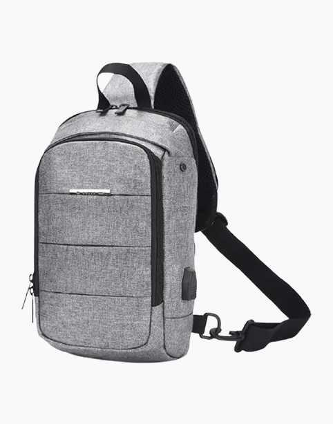 Ozuko Slingbag Crossbody Bag, Waterproof With USB - Gray