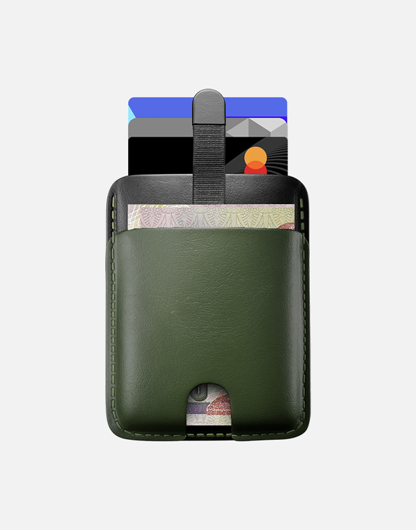 Hitch genuine leather pull-up cardholder wallet in natural leather with multiple card slots and sleek design.