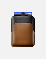 Hitch genuine leather pull-up cardholder wallet in natural leather with multiple card slots and a sleek, minimalist design.