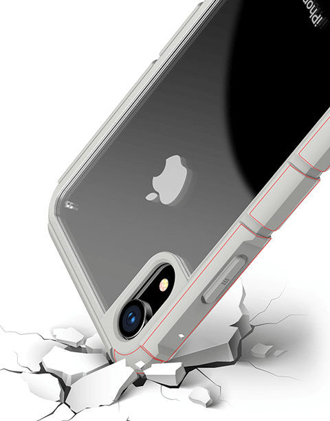 Panzer By Baseus Trans. Back With Anti-Shock Frame iPhone XR Gray